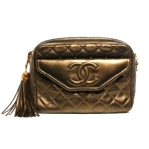 CHANEL Vintage Lambskin Bronze Quilted  Camera Bag